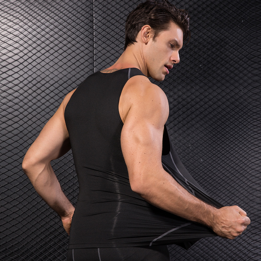 Men Black Sport Skinny Vest Ti - T Shirt Tight Fit 评论和价格