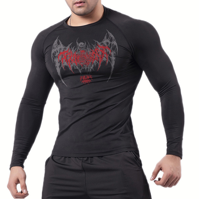 Skull Wings Print Long Sleeve  - Base Layer Top 评论和价格