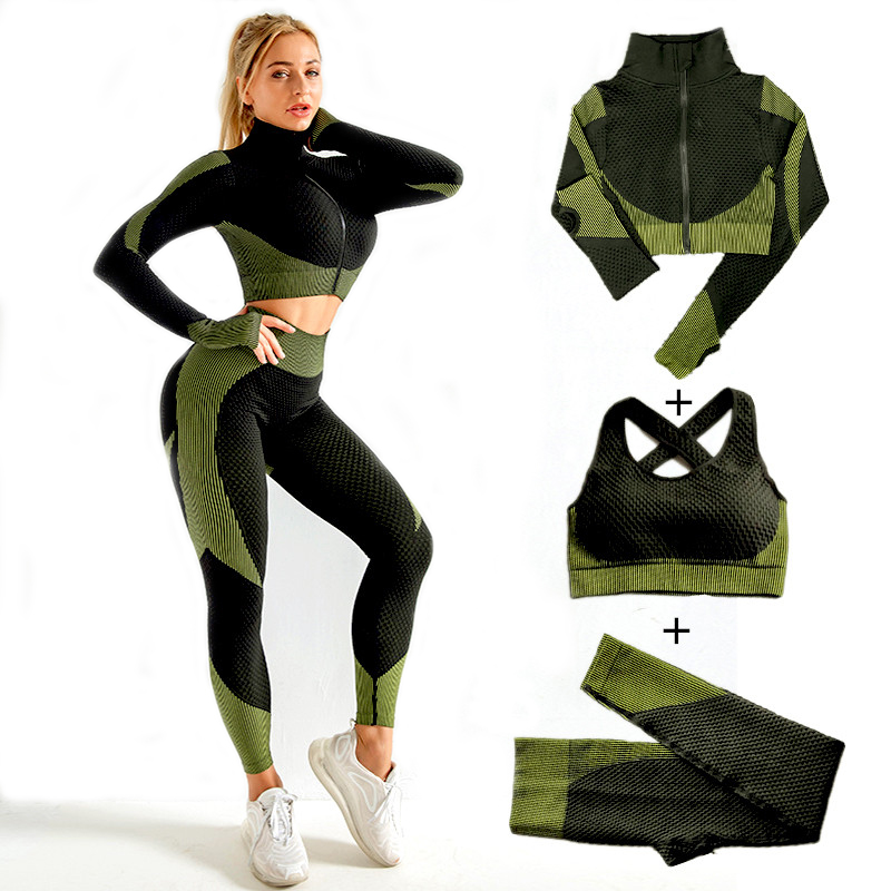 Women Seamless Yoga Sets 2Pcs/ - Compression Long Pant 评论和价格