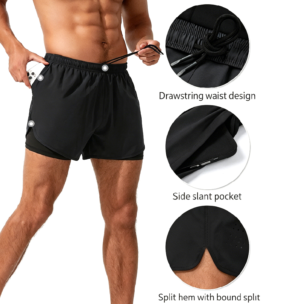 1PCS Mens 2 in 1 Running Short - Compression Shorts Athletes 评论和价格