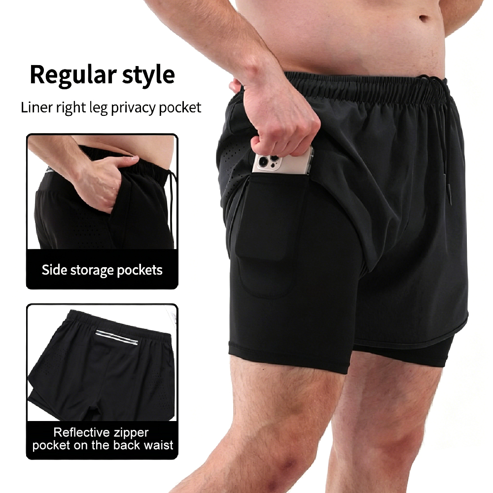 1PCS Mens 2 in 1 Running Short - Compression Shorts Athletes 评论和价格