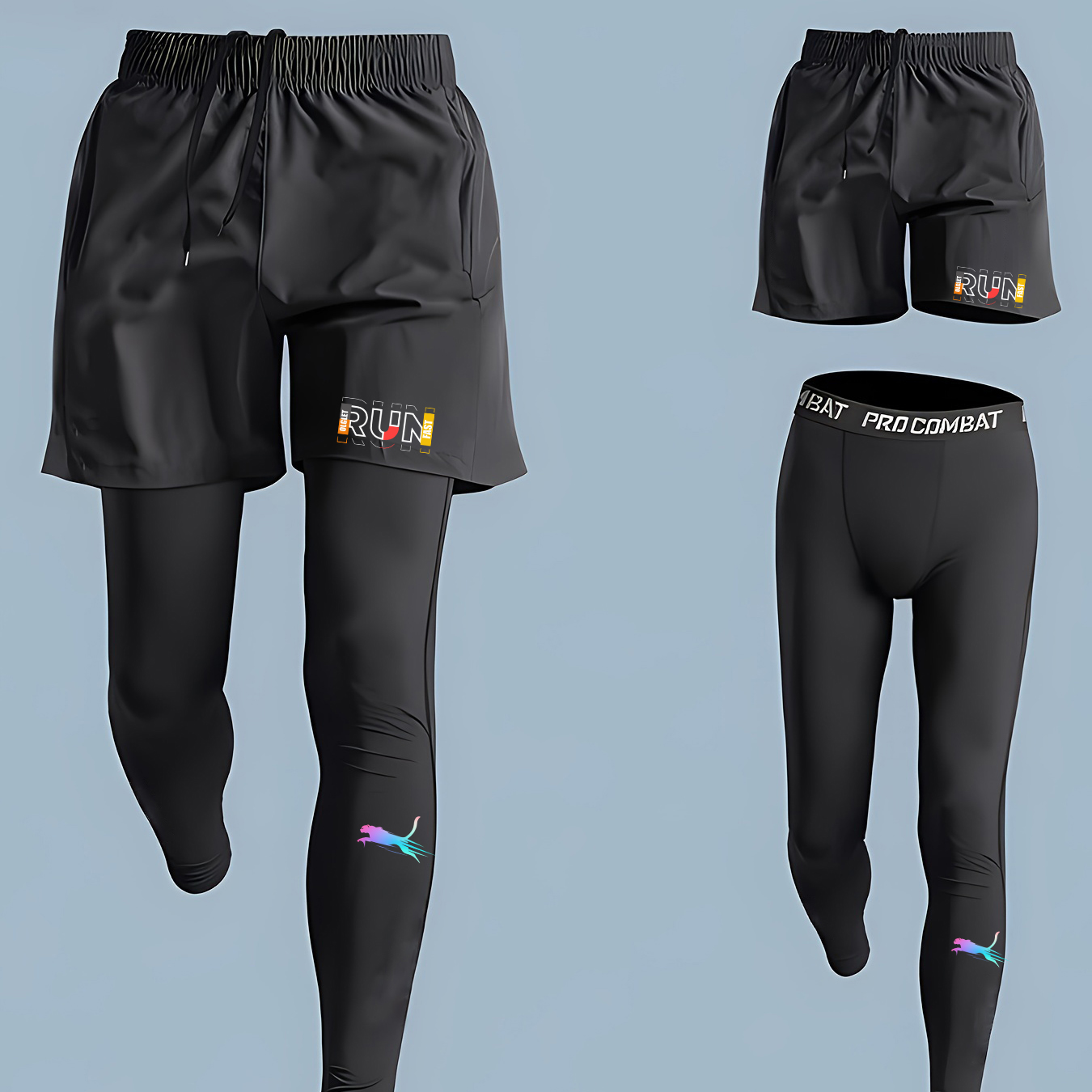 Men's Running Jogging 2 Piece  - Compression Shorts Athletes 评论和价格