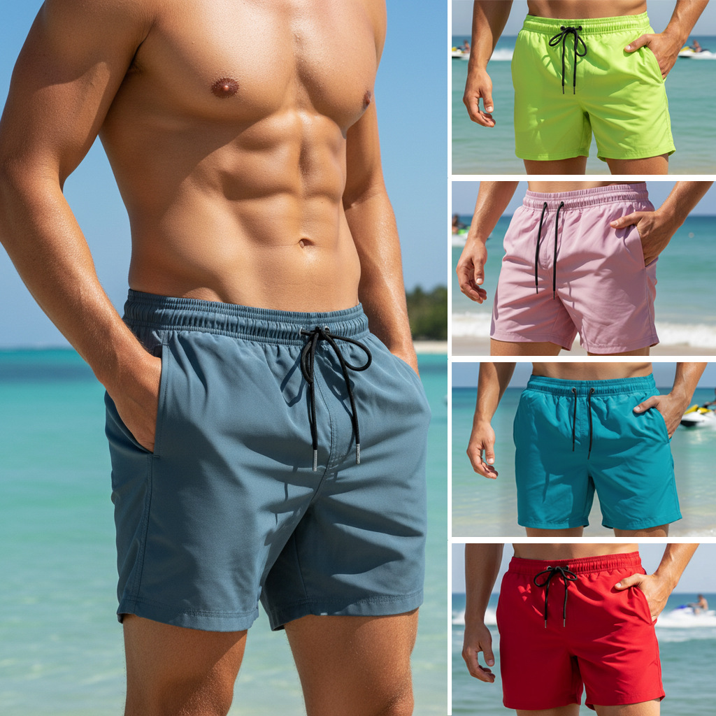 Summer Mens Plain Swim Shorts  - Trunk Breathable Men 评论和价格