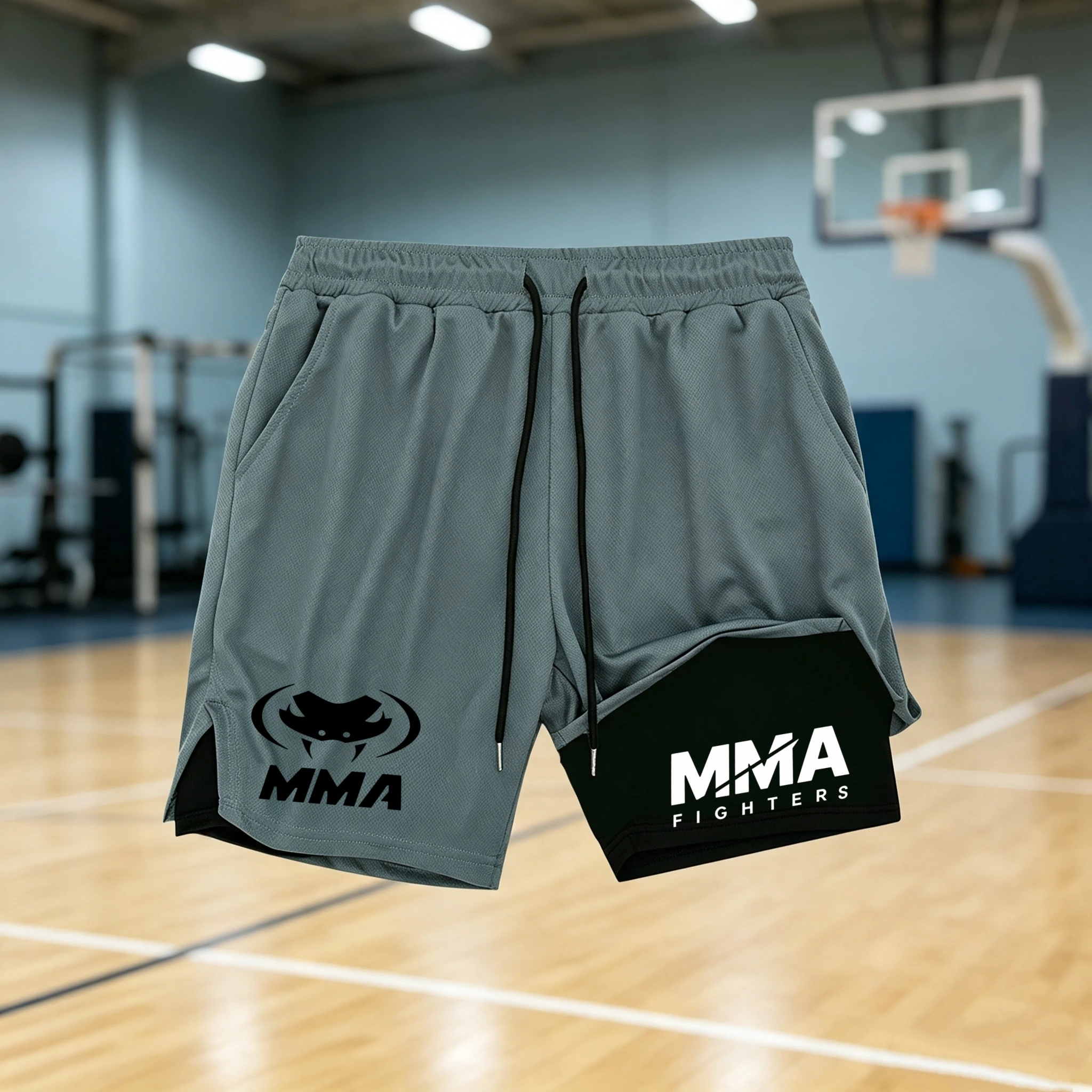 2 in 1 MMA Fighter Shorts Men' - Compression Shorts Athletes 评论和价格