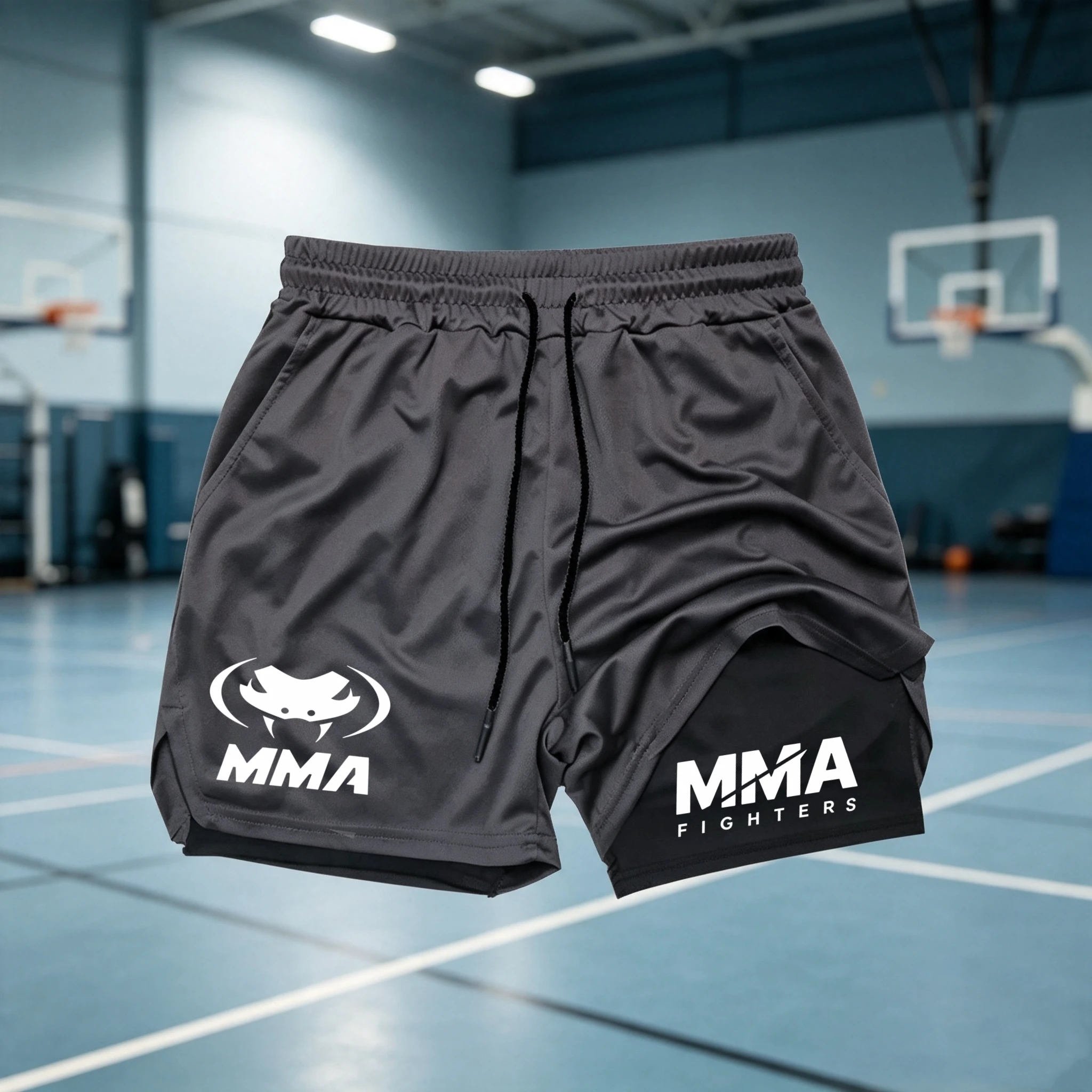 2 in 1 MMA Fighter Shorts Men' - Compression Shorts Athletes 评论和价格