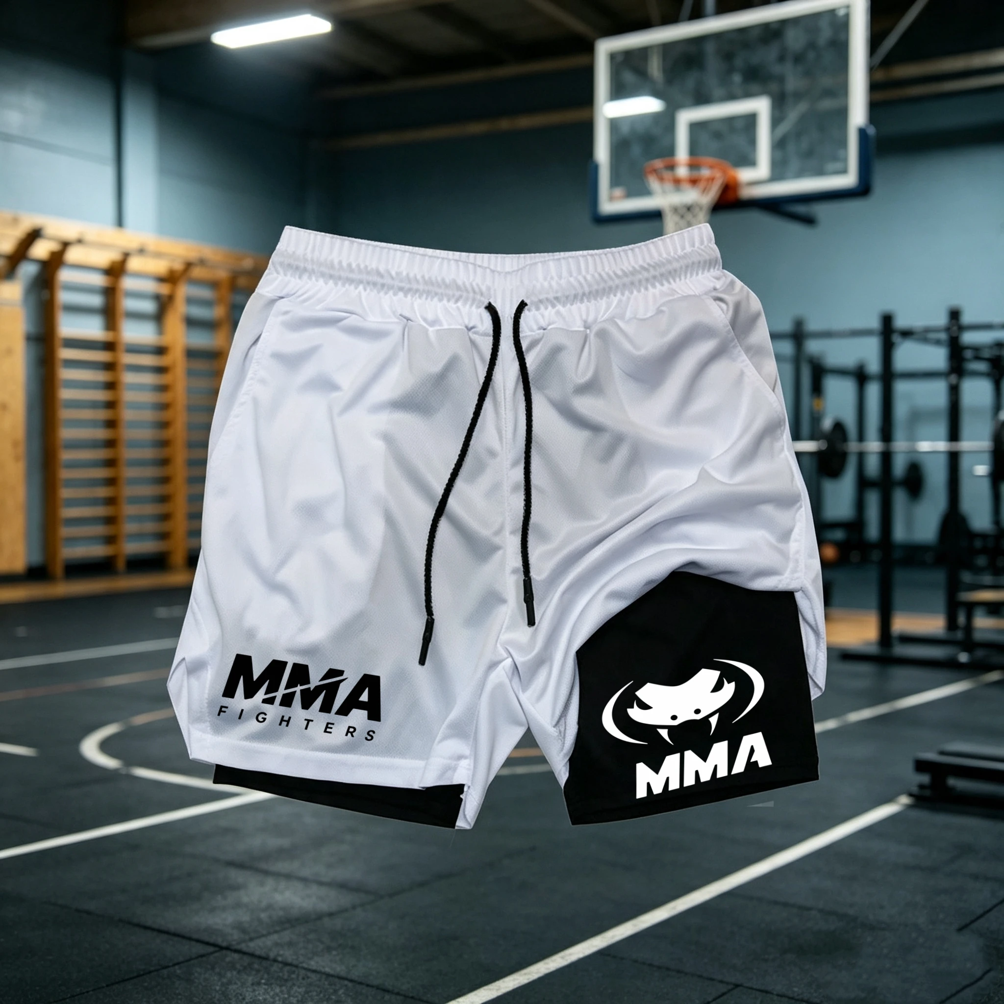 2 in 1 MMA Fighter Shorts Men' - Compression Shorts Athletes 评论和价格