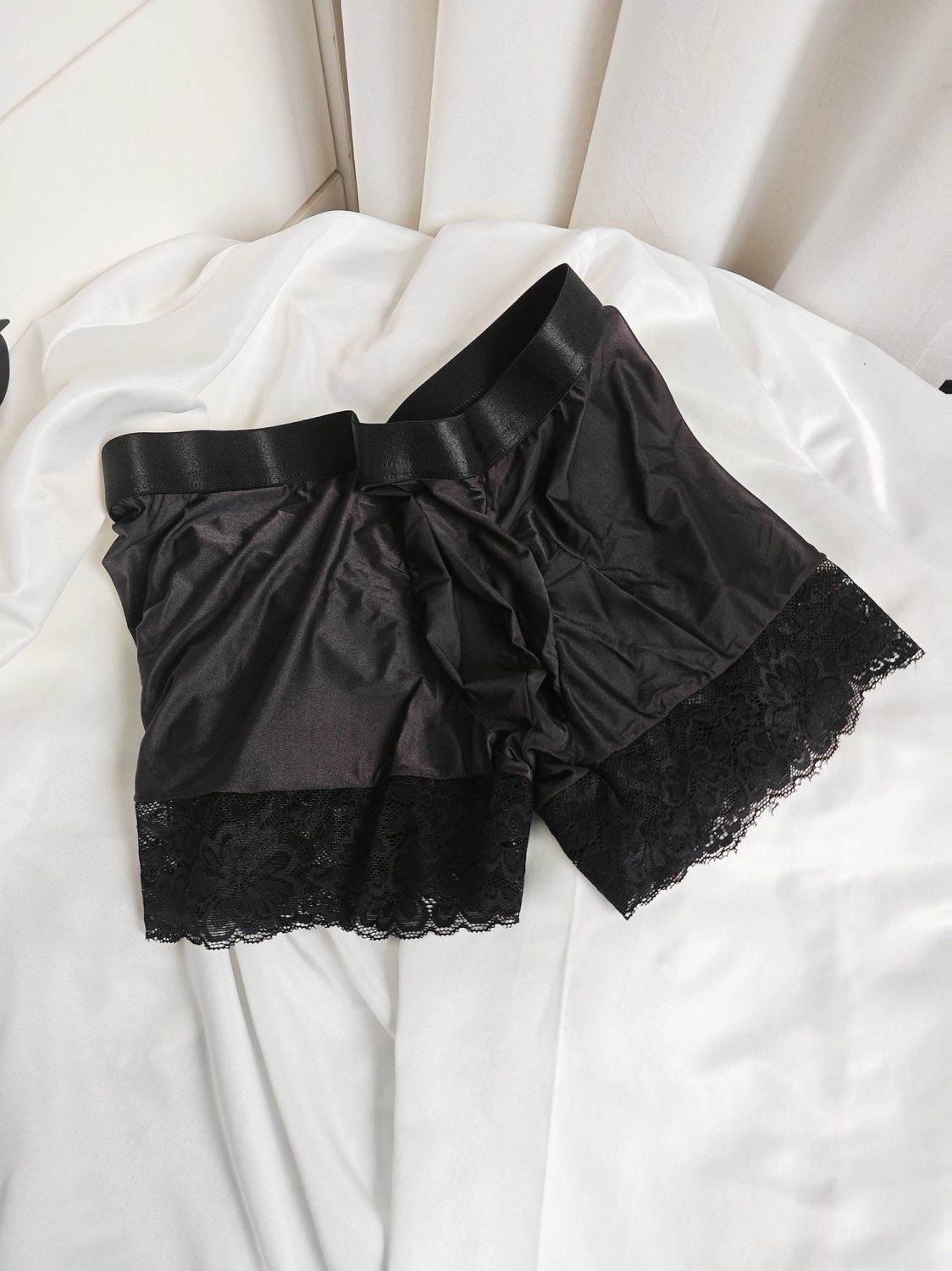 Sexy Man's Glossy Lace Hem Sho - Pouch Boxer Pouch 评论和价格