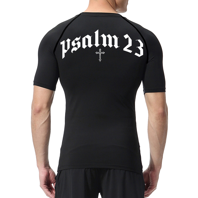 Psalm 23 Cross Print Compressi - Base Layer Top 评论和价格