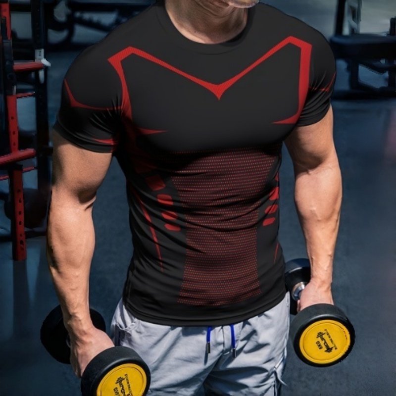 Men 3D Red Black Line Compress - Compression Shorts Athletes 评论和价格